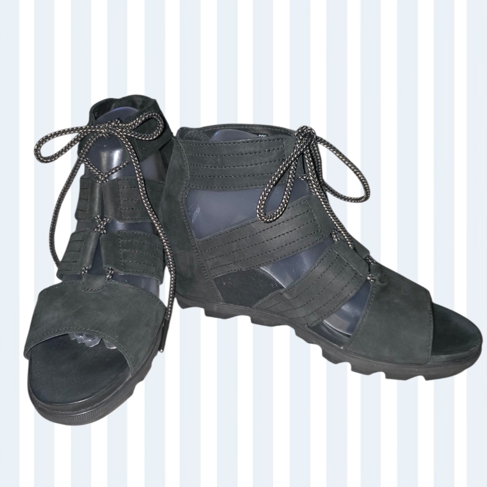 Black Wedge Sandals - Picture 2 of 3